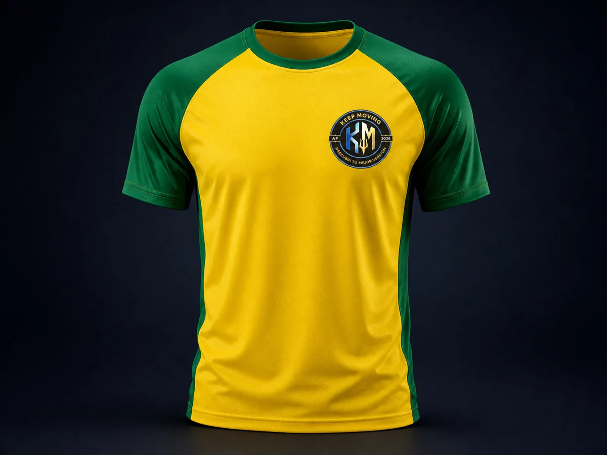 Remera Keep Moving · Amarilla y verde